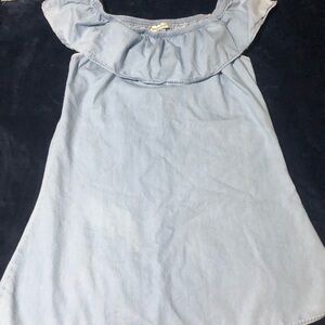 Speed Control New York Blue Chambray Off Shoulder Mini Dress 100% Cotton